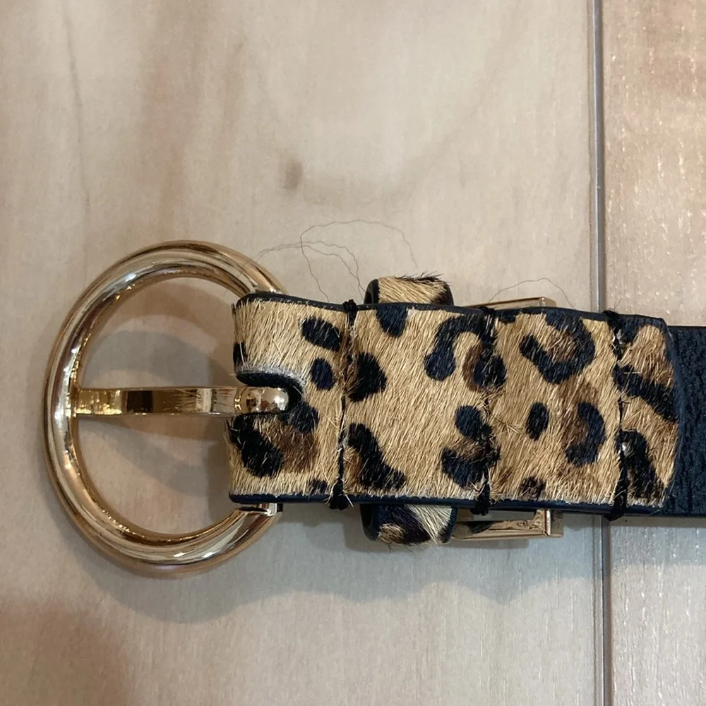 Leopard Print Belt with Gold Buckle - Picture 8 of 15